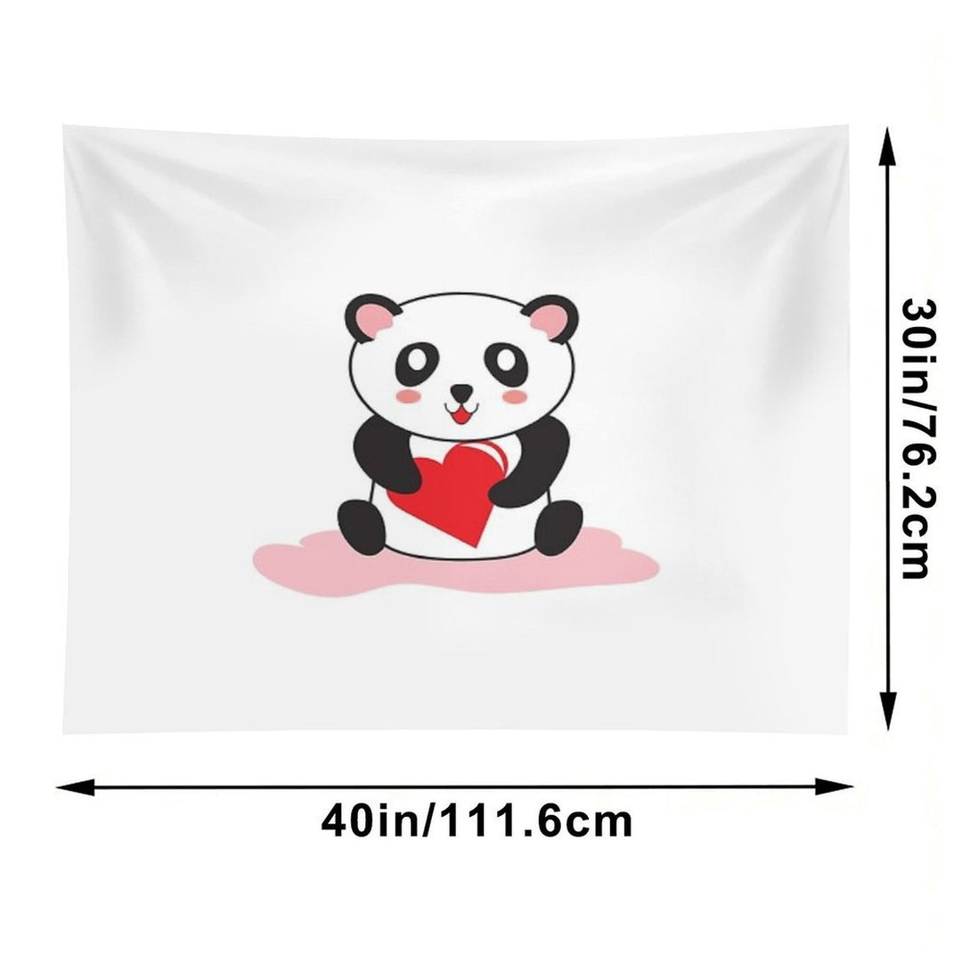 Cute Panda Holding A Heart Sticker Tapestry
