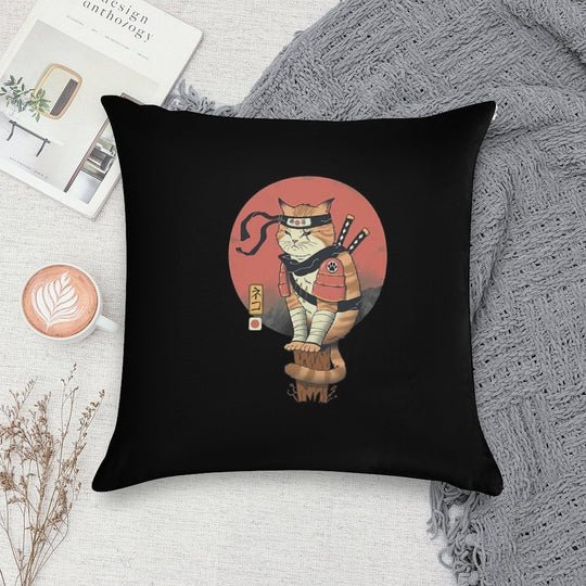 Shinobi Cat Soft Luxury Feel Throw Pillow