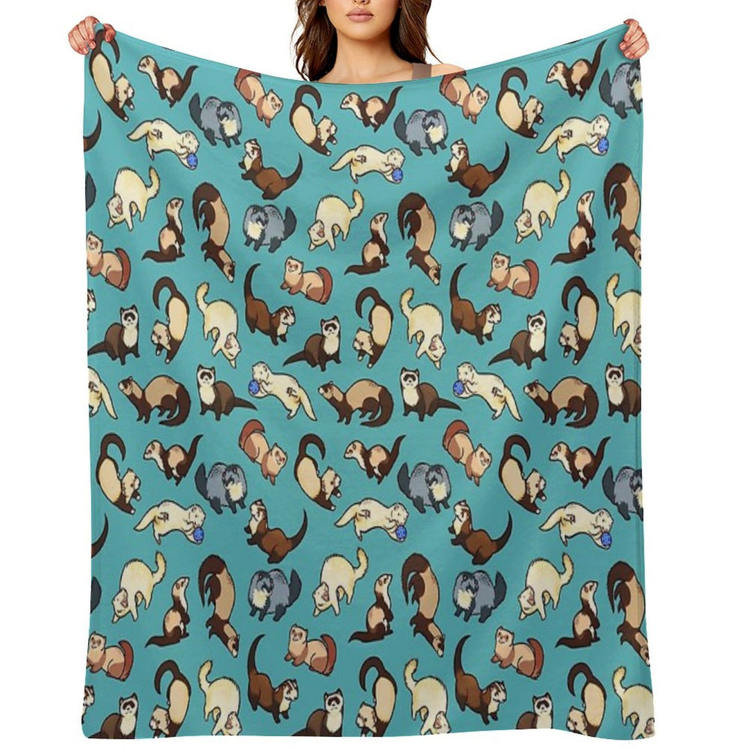Cat Snakes in Blue Sustainable Throw Blanket