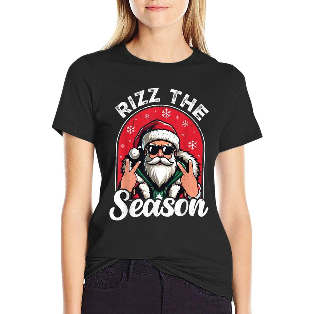 Rizz The Season Funny Saying Santa Claus Rizzmas Christmas  Moisture-wicking T-Shirt