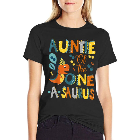 Dinosaur T-Rex 1St Birthday Matching Family Auntie Of The One-A-Saurus 1St Birthday Dinosaur Party Unisex-Kids Black Small Class Comfortable T-Shirt