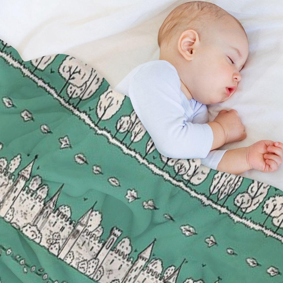 Castles And Colonnades — Turquoise Eco-conscious Throw Blanket