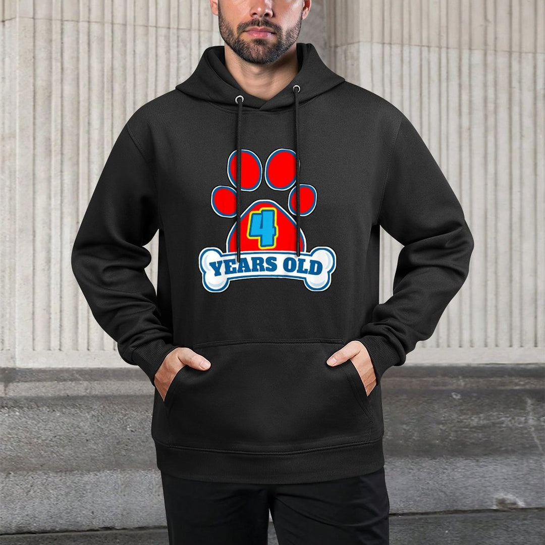 4 Year Old 4th Birthday Paw Themed Party Gift Boys Girls Adjustable Hood Hoodie