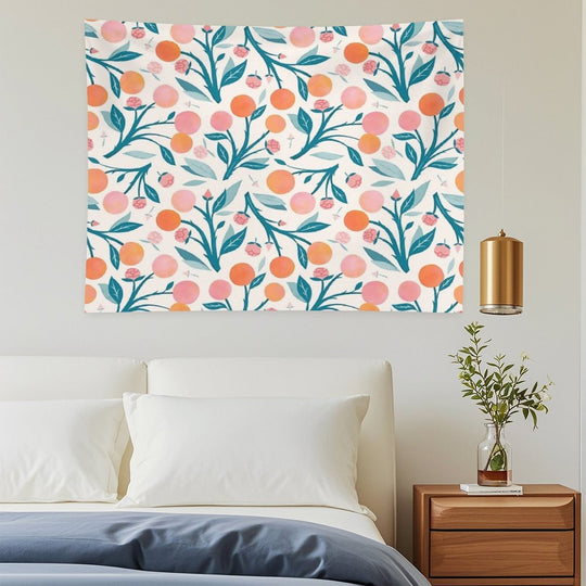 Peaches And Peony Buds Tapestry
