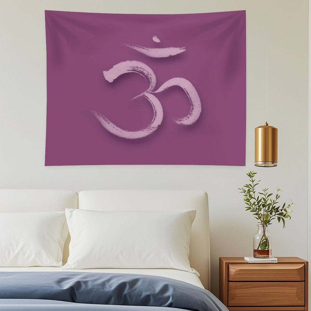Sanskrit Om Or Aum Sacred Symbol of The Crown Chakra in Yoga Artistic Design in Purple Colors Art Print Tapestry