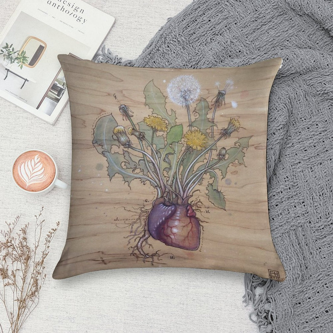 Dandelion Heart Soft Warmth Comfort Throw Pillow