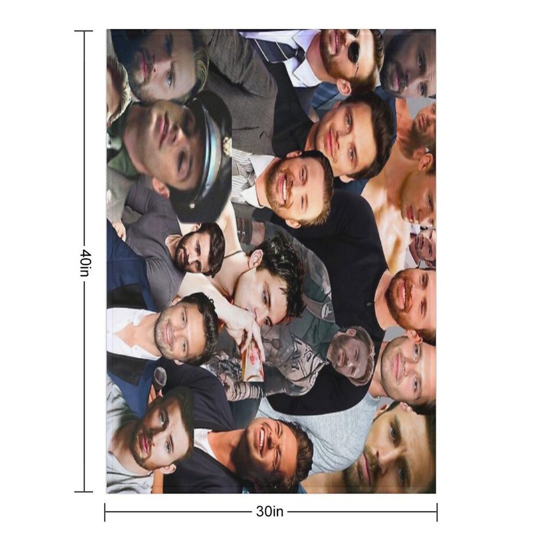 Chris Evans And Sebastian Stan Collage Merch Wrinkle-free Throw Blanket