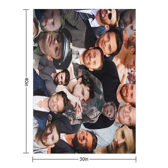 Chris Evans And Sebastian Stan Collage Merch Wrinkle-free Throw Blanket