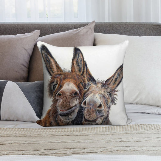 Donkeys - Hee Haw Soft Reinforced Edging Throw Pillow
