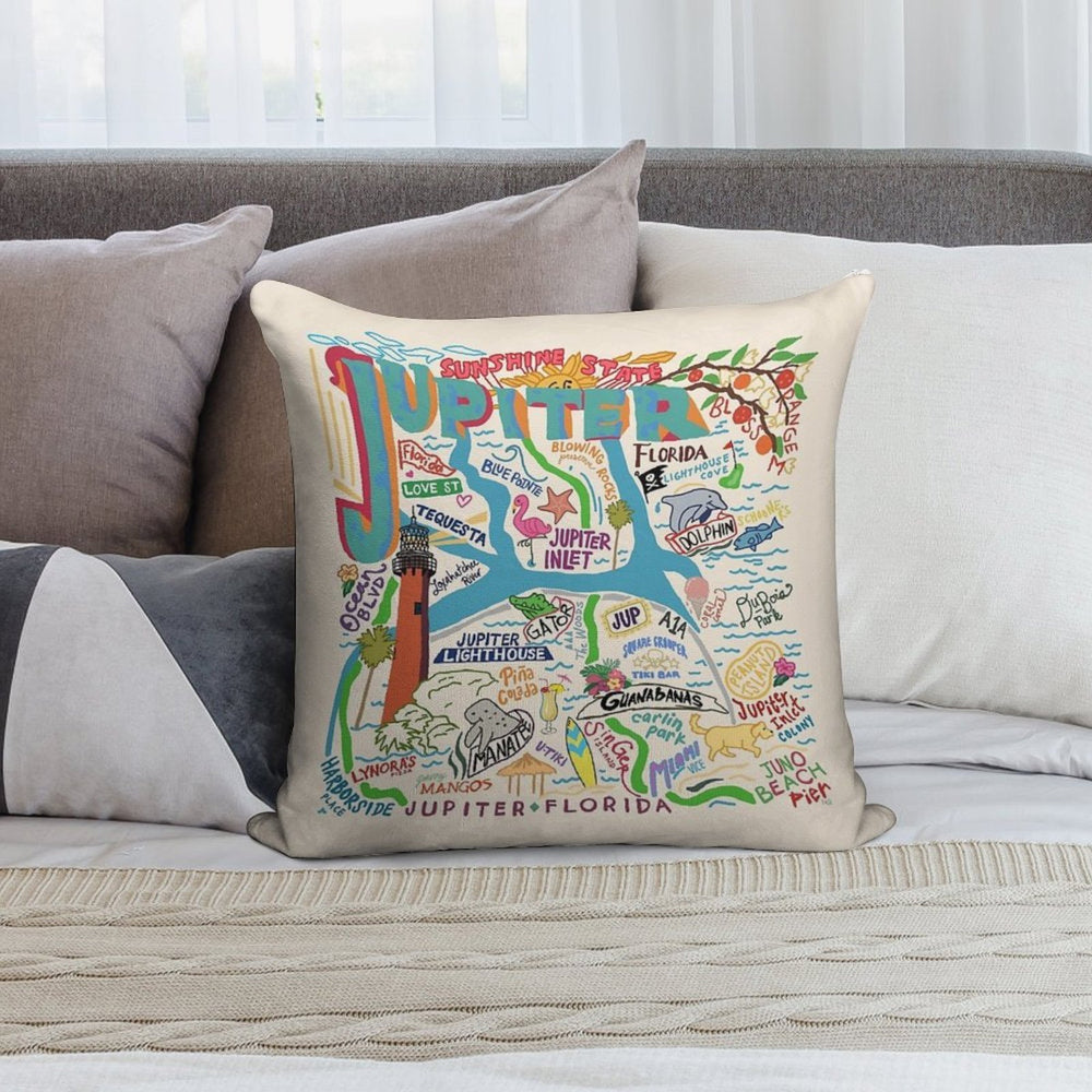 Jupiter, FL Soft Hidden Zipper Throw Pillow