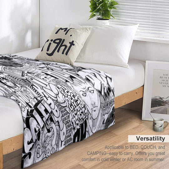 DzyMess No.9 Death & Taxes Sustainable Throw Blanket