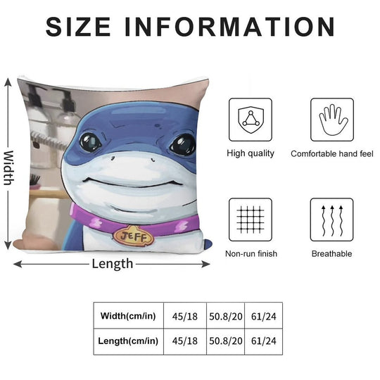 Jeff The Land Shark Soft Reinforced Edging Throw Pillow