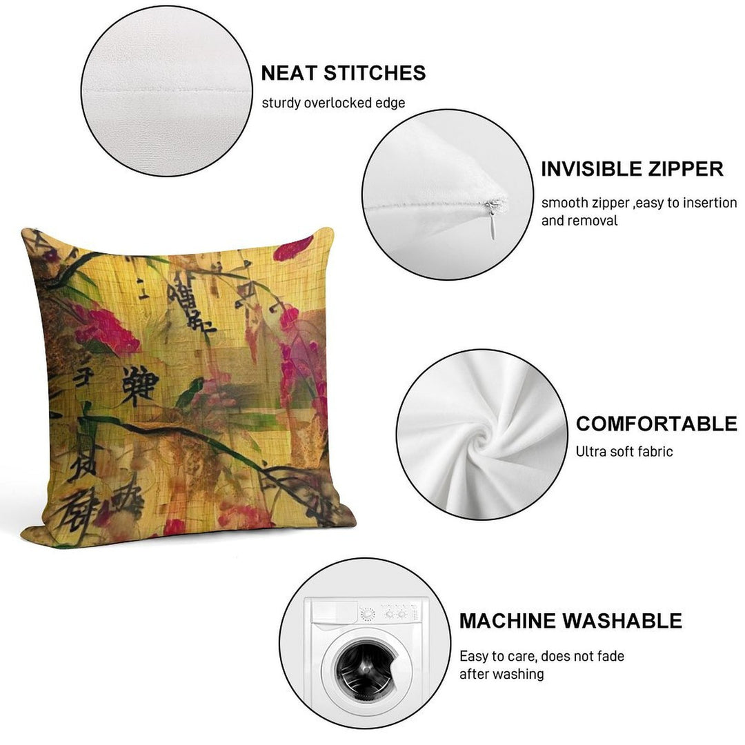Oriental Painting. Japanese Style Soft Ultra-Soft Texture Throw Pillow