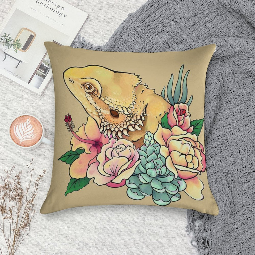 Pastel Bearded Dragon Soft Washable Throw Pillow