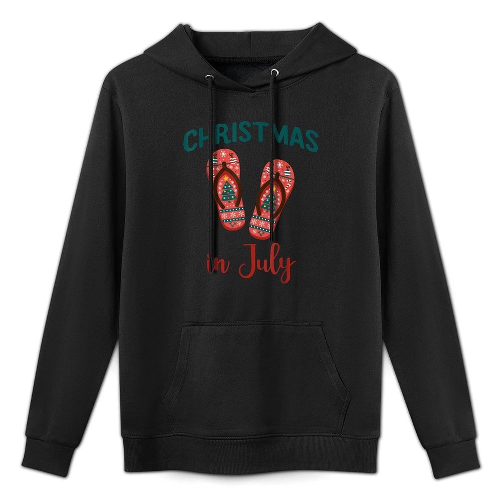 Funny Christmas in July with Flip Flops for Summer Xmas Adjustable Hood Hoodie