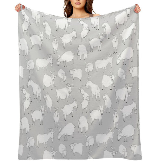Goats Playing - Grey Velvety-soft Throw Blanket