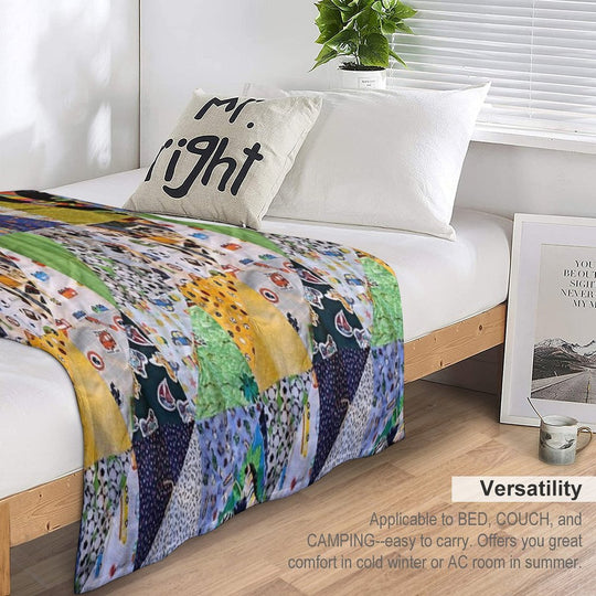 Kids Colorful Animal Funky And Fun Easy Care Throw Blanket