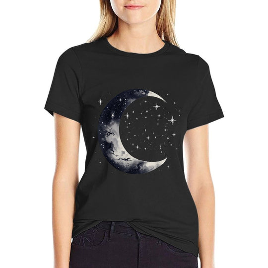 Stars And Moon Night Sky Galaxy Aesthetic Graphic Lovers  Stretchy T-Shirt