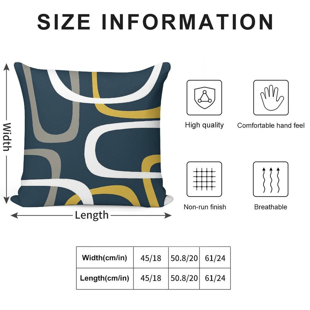 Midcentury Modern Loops Retro Pattern in Light Mustard, Grey, White, And Navy Blue Soft Multiple Sizes Throw Pillow