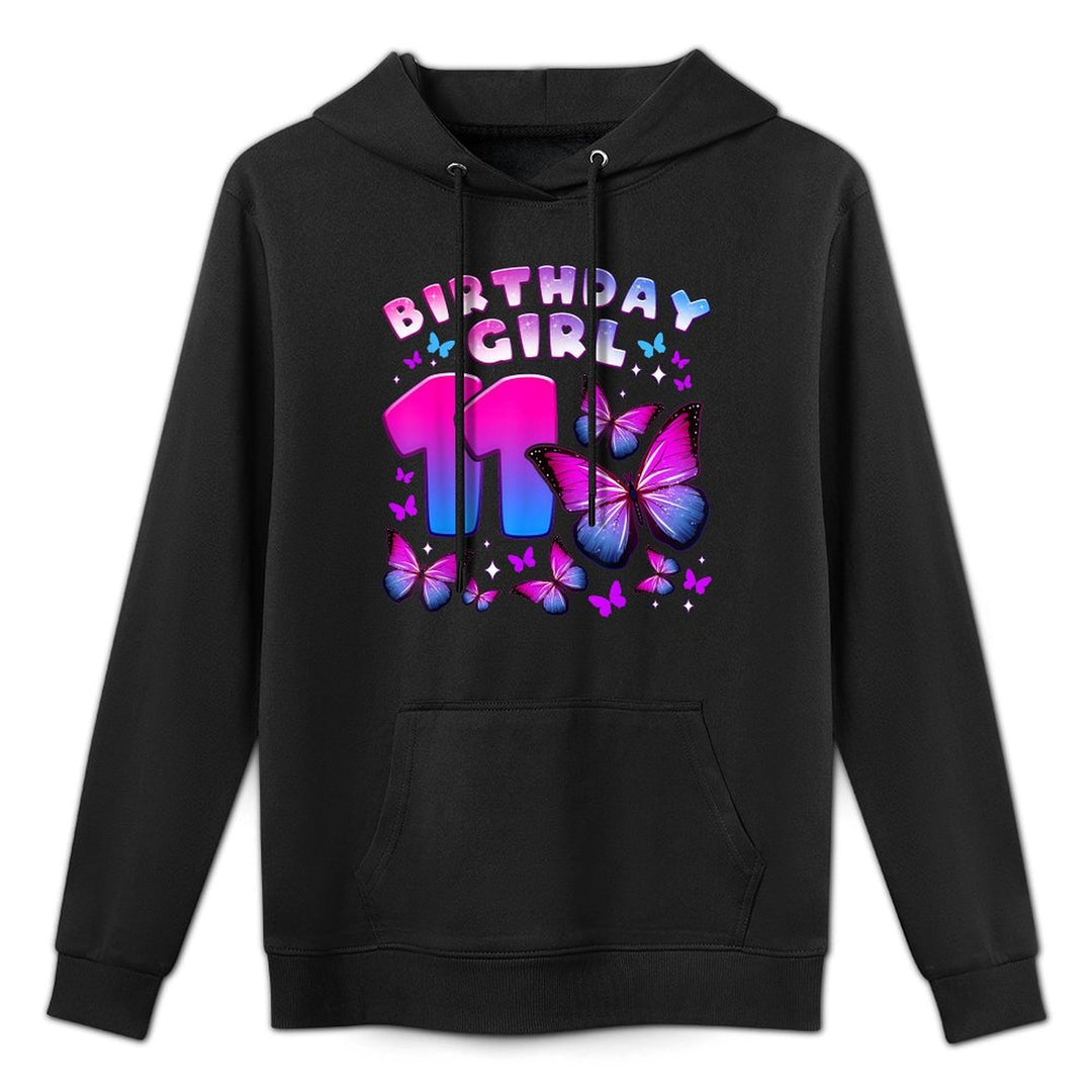 Birthday Girl 11 Year Old, Butterfly, Number 11 Layering Staple Hoodie