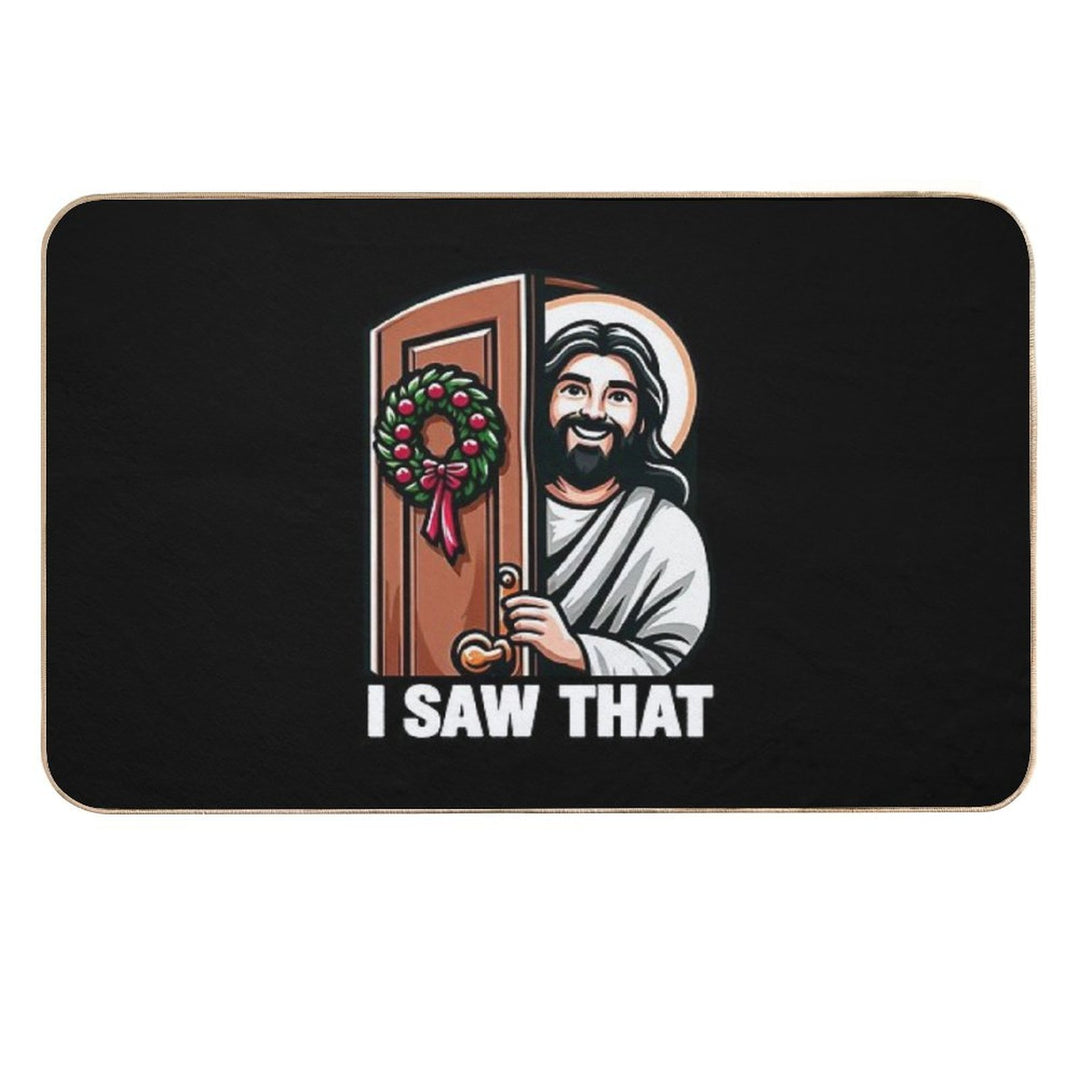 I Saw That Jesus Christ Christmas Wreath  Eco-Friendly Bath Mat