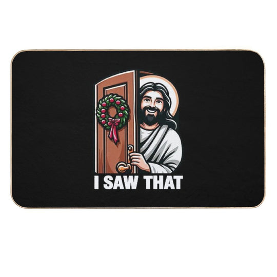 I Saw That Jesus Christ Christmas Wreath  Eco-Friendly Bath Mat