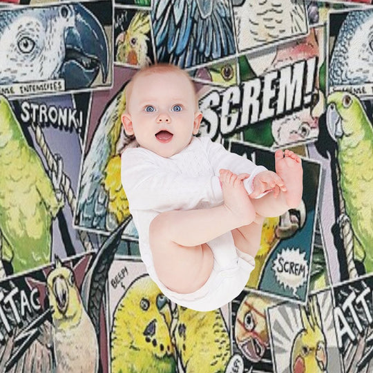 Parrots Comic Style Shrink-resistant Throw Blanket