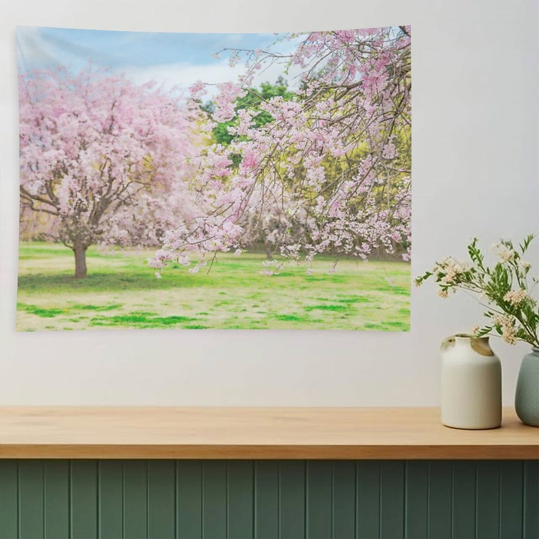 Cherry Blossoms Blooming in A Fantastic Garden Tapestry