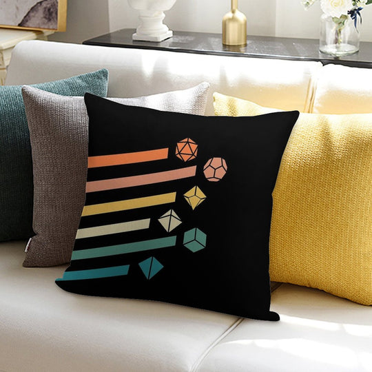 Retro Rainbow Polyhedral Dice Set Colors Tabletop RPG Soft Home Decor Throw Pillow