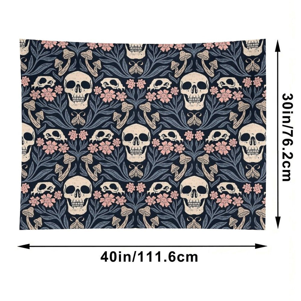 Dark Botanical Skulls – Dark Academia – Enchanted Forest Tapestry