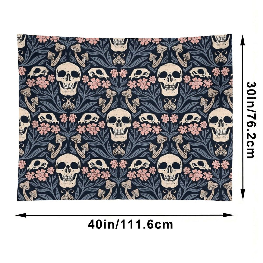 Dark Botanical Skulls – Dark Academia – Enchanted Forest Tapestry