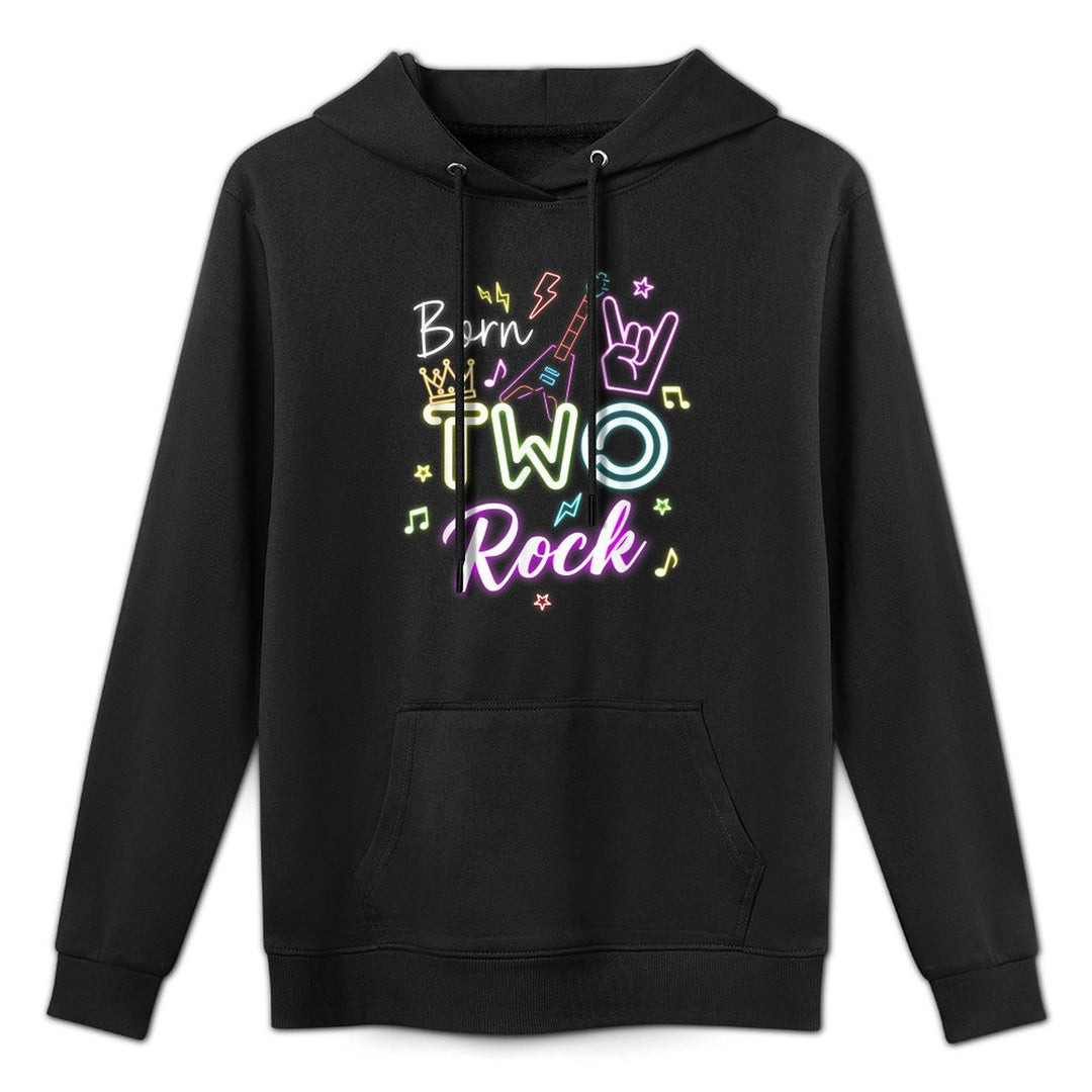 Born 2 Rock Birthday Decorations 2nd Birthday Boy Girl Moisture-Wicking Hoodie