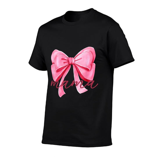 Mama Pink Bow Birthday Baby Shower Family Pink Ribbon  Trendy Pattern T-Shirt