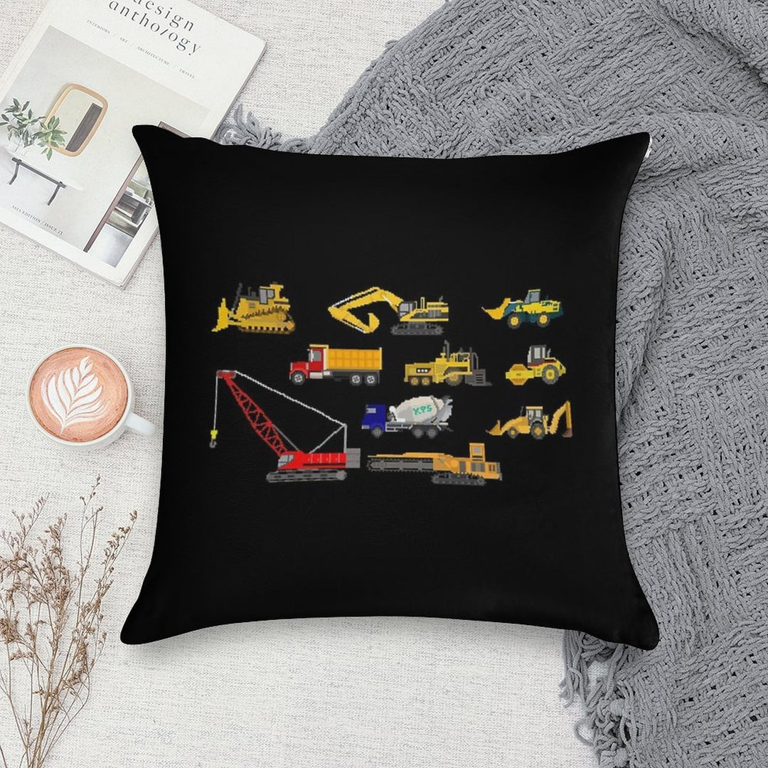Construction Vehicles - The Kids' Picture Show Soft Home Decor Throw Pillow