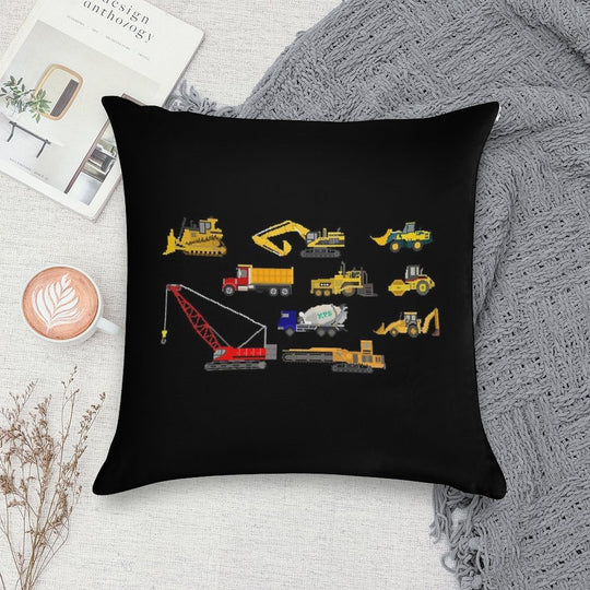 Construction Vehicles - The Kids' Picture Show Soft Home Decor Throw Pillow