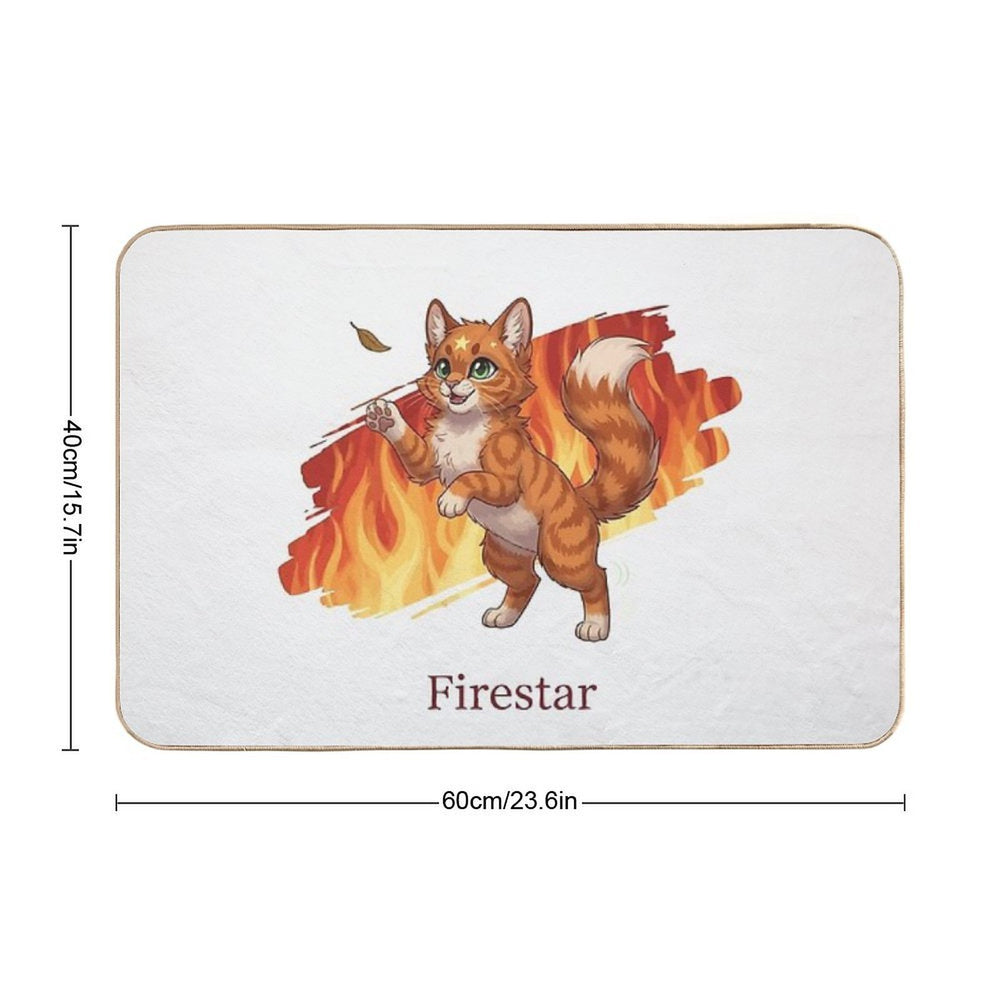 Chibi Warriors Firestar Cat Cute ThunderClan Leader Firepaw Fanart  Non-Slip Bath Mat