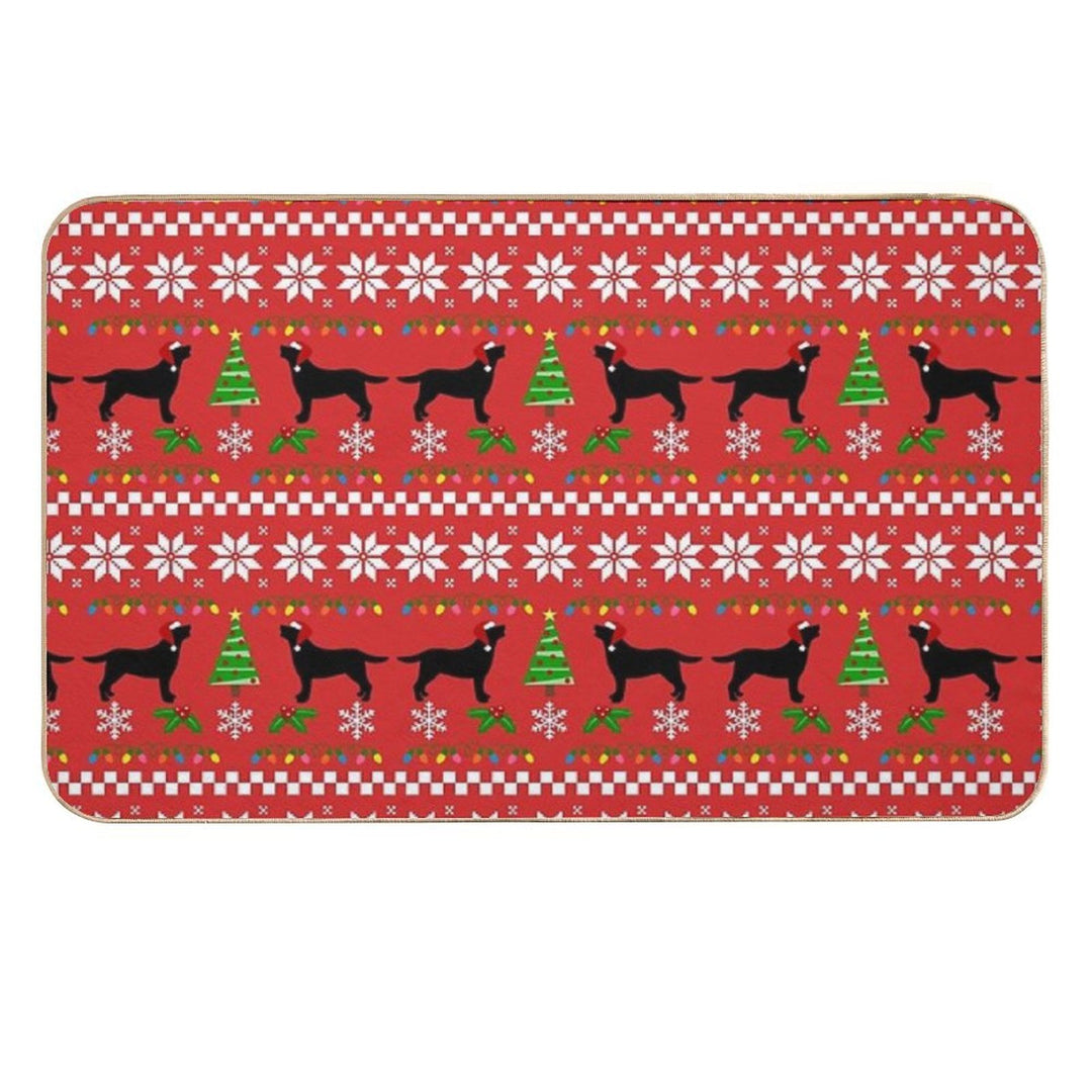 Black Labrador Happy Christmas Sweater Pattern  Absorbent Bath Mat