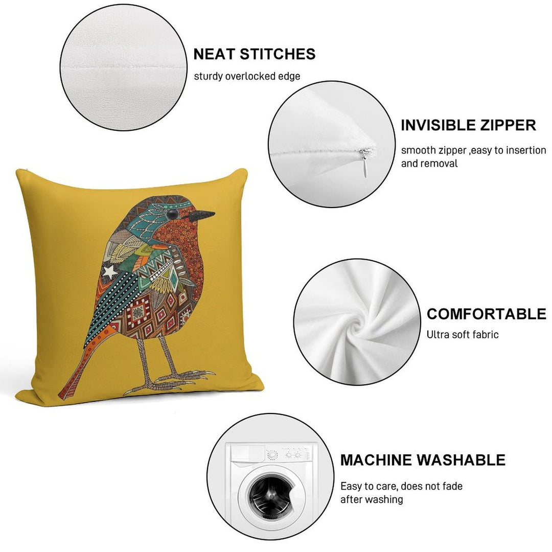 Robin Gold Soft Luxury Feel Throw Pillow