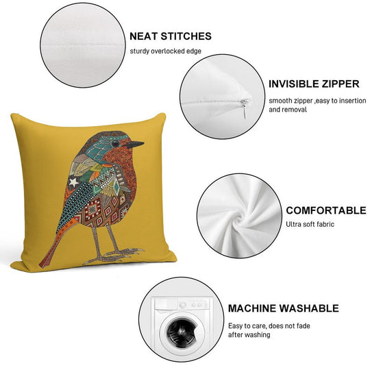 Robin Gold Soft Luxury Feel Throw Pillow