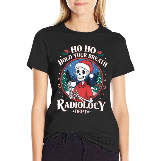 Christmas Radiology Tech Skeleton Xray Tech CT MRI Women  High-quality Stitching T-Shirt
