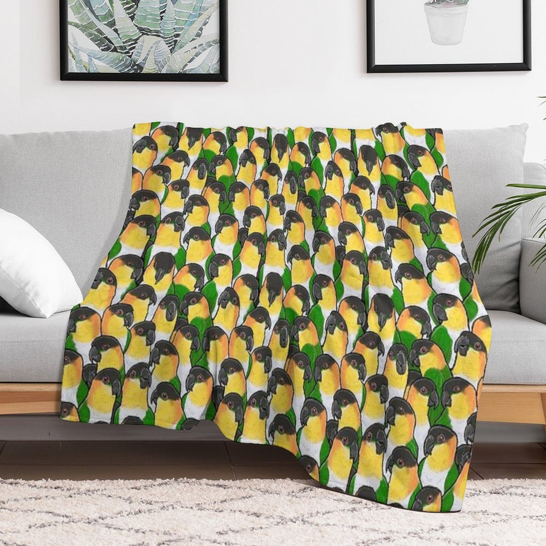 Black-headed Caique Parrots Eco-conscious Throw Blanket