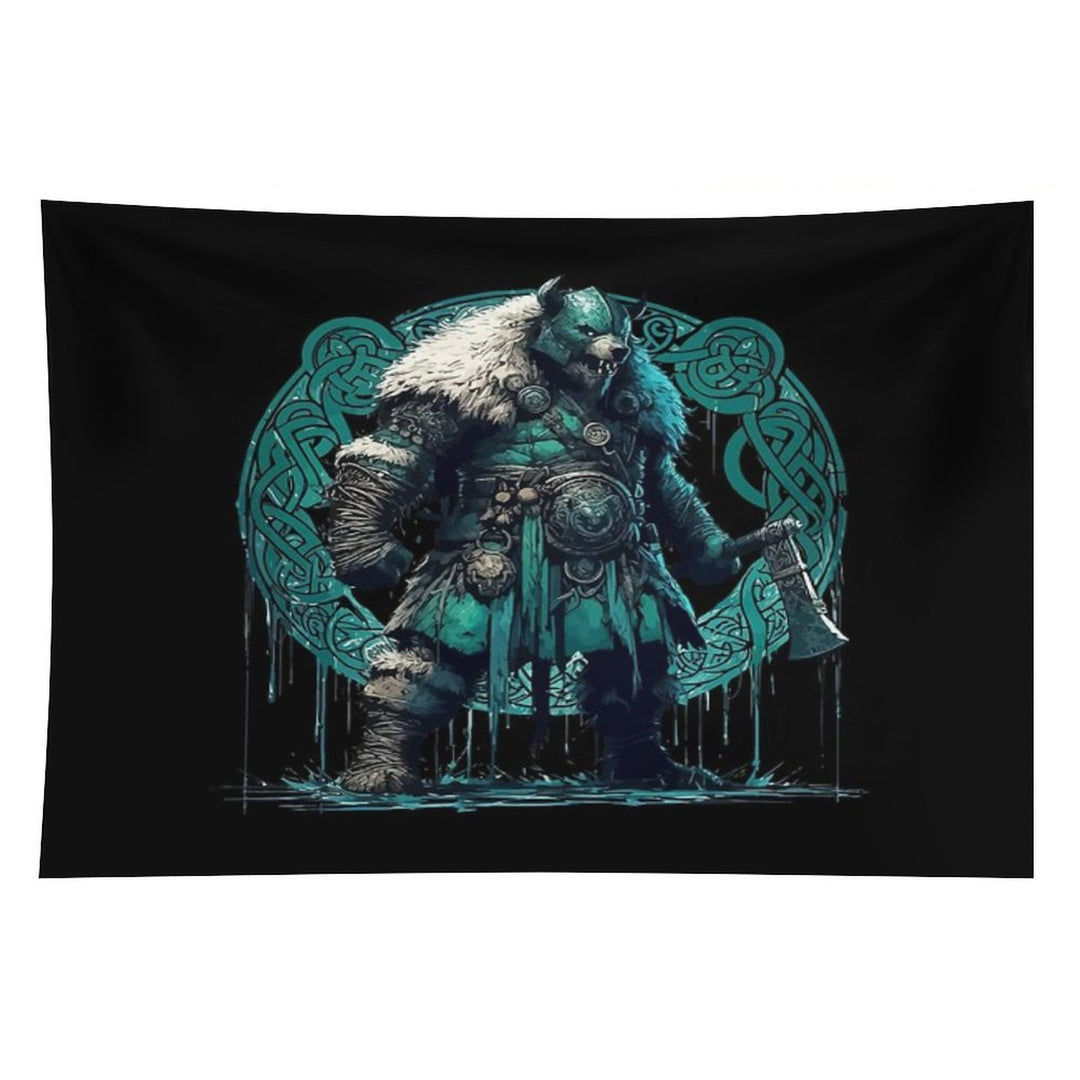 Viking Warrior Bear Knotwork Tapestry