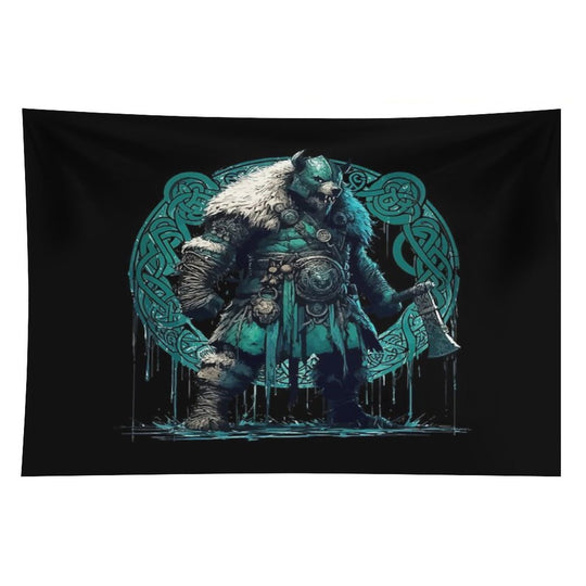 Viking Warrior Bear Knotwork Tapestry