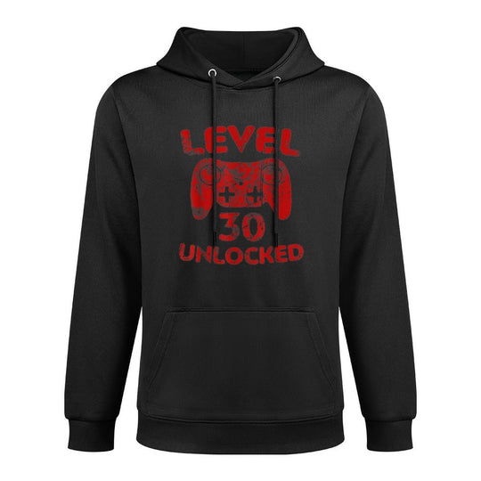 Level 30 Unlocked  Video Gamer 30th Birthday Funny Idea Medium-Weight Fabric Hoodie