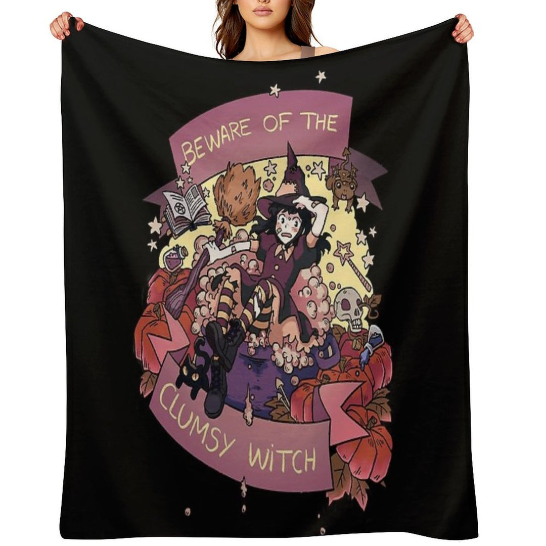 Beware of The Clumsy Witch Velvety-soft Throw Blanket
