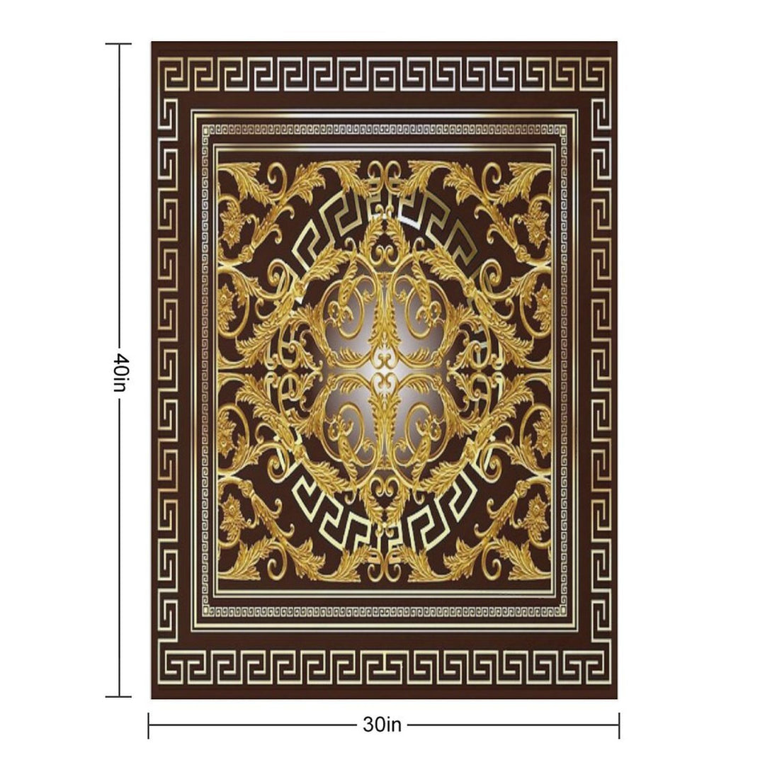 Baroque Greek Keys Gold Maroon Eco-conscious Throw Blanket