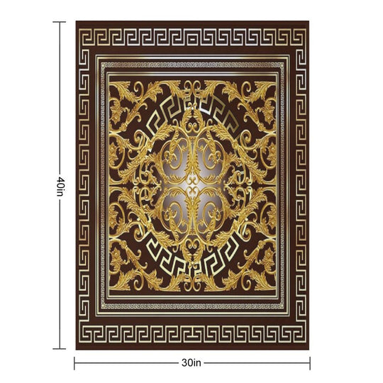 Baroque Greek Keys Gold Maroon Eco-conscious Throw Blanket