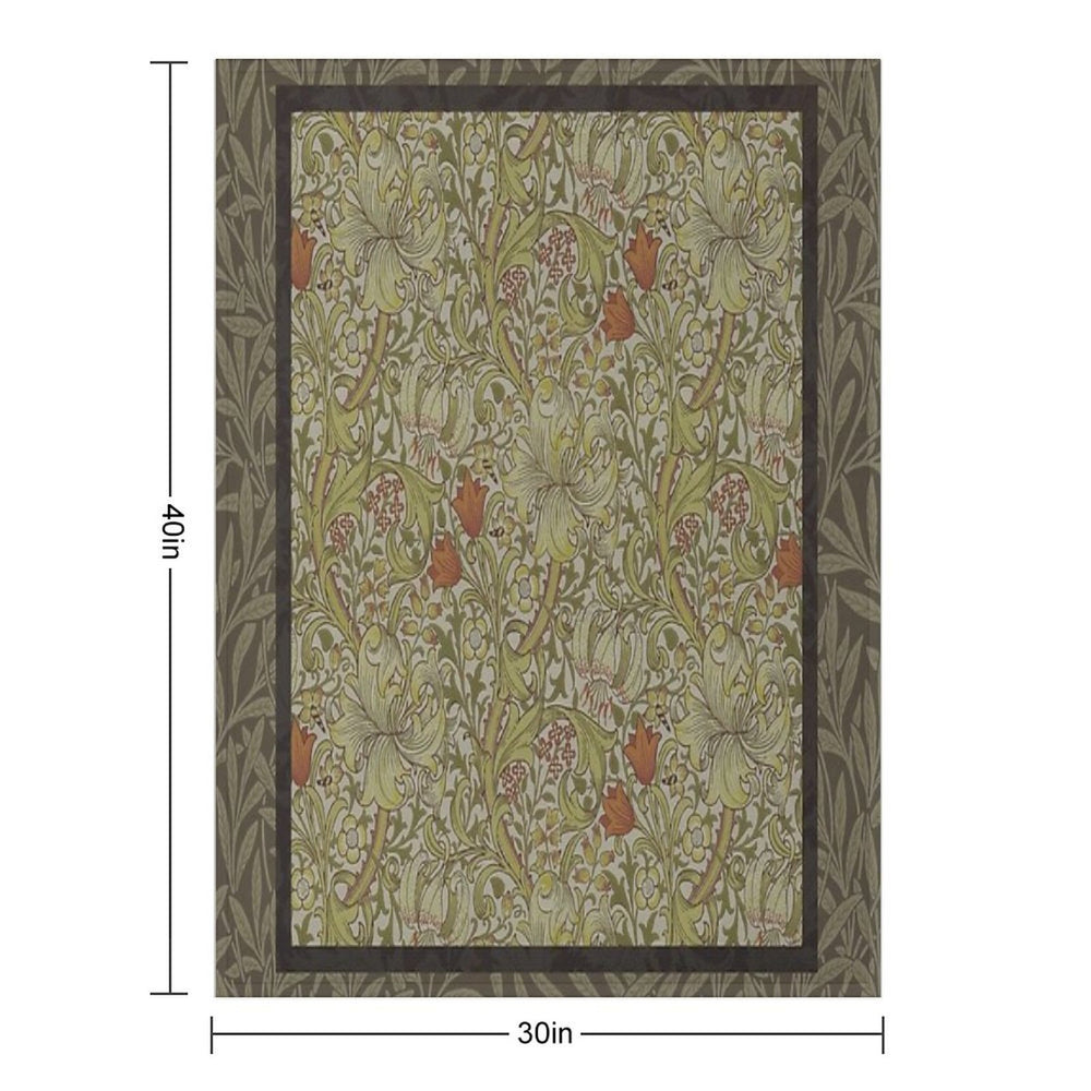 William Morris Floral Lily Willow Art Print Design Sustainable Throw Blanket