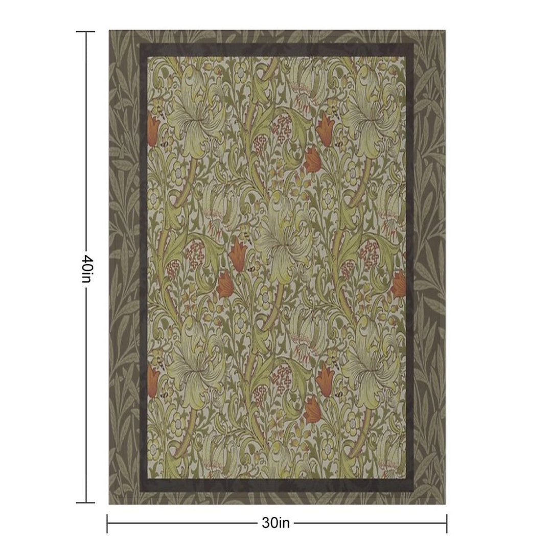 William Morris Floral Lily Willow Art Print Design Sustainable Throw Blanket