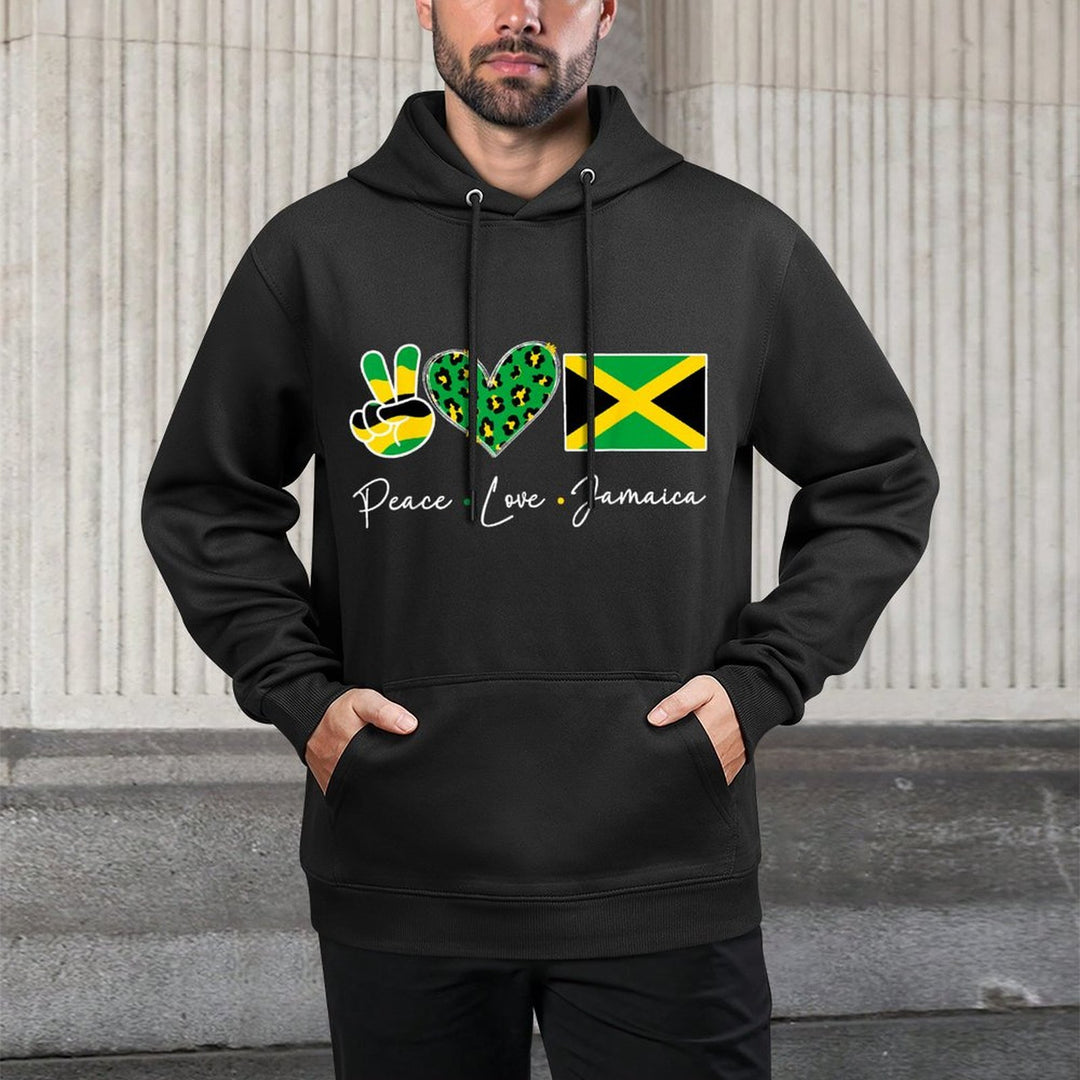 Peace Love Jamaica Jamaican Men Women Kids Jamaica Kangaroo Pocket Hoodie